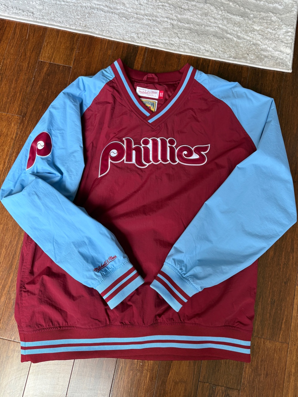 Mitchell & Ness Phillies Maroon and Light Blue Windbreaker